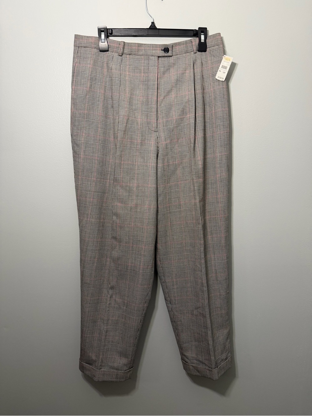 Talbots Gray Plaid Dress Pants with Subtle Red Check